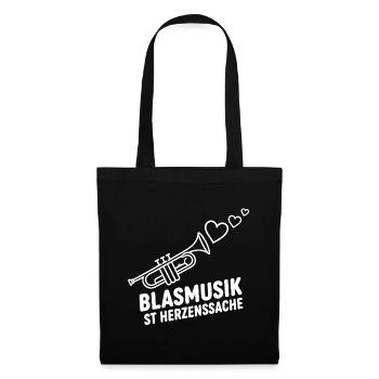 Blasmusik Herzensache – Trompete Musikant Design - Stoffbeutel - Schwarz - Vorne
