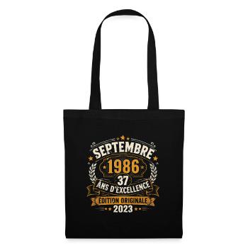 Cadeau anniversaire 37 Ans septembre 1986 Vintage - Sac en tissu - noir - Devant