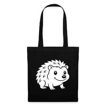 Igel Silhouette Herbst Tiermotiv - Stoffbeutel - Schwarz - Vorne
