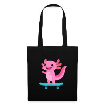 Kawaii Axolotln on Skateboard – Cute Animal - Tote Bag - black - Front
