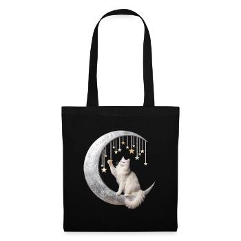 Moon Cat and Stars - Tote Bag - black - Front