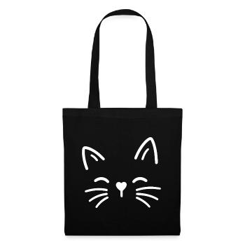 Cute cat with heart nose - Tote Bag - black - Front