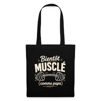 bientôt musclé comme papa gym musculation - Sac en tissu - noir - Devant