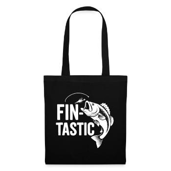 Fin-tastique ! Drôle de pêcheur et design de poisson géant - Sac en tissu - noir - Devant