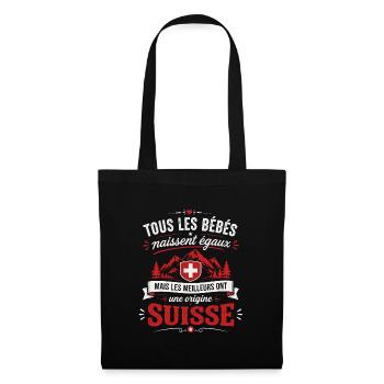 Bébés égaux meilleurs ont un papa Suisse - Sac en tissu - noir - Devant