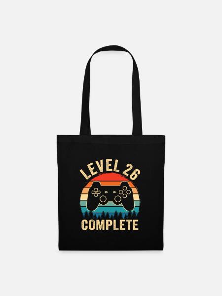 Level 26 abgeschlossen – 26. Jubiläumsgeschenk - Stoffbeutel - Schwarz