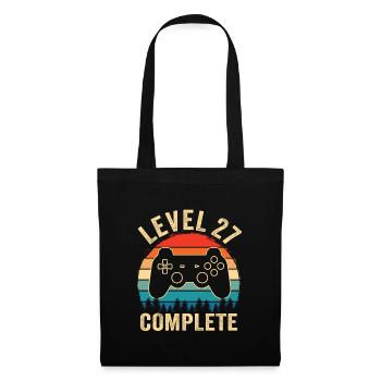 Level 27 complete – Cadeau 27 ans - Sac en tissu - noir - Devant