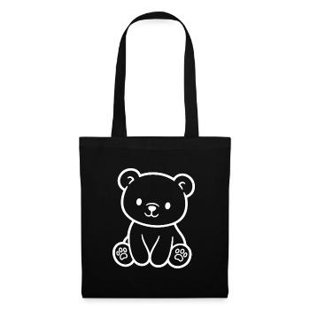 Petit ours en peluche mignon pour bébés et enfants - Sac en tissu - noir - Devant