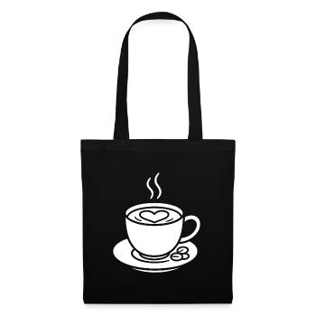 Coffee cup with heart for connoisseurs - Tote Bag - black - Front