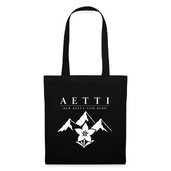 Aetti – Der Beste vom Berg – Alpen Silhouette Art - Stoffbeutel - Schwarz - Vorne