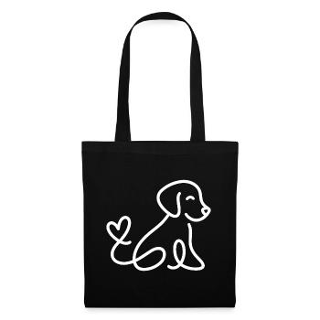 Un chien mignon avec un cœur à la queue - Sac en tissu - noir - Devant