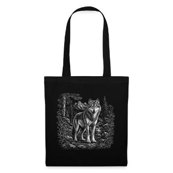 Loup frais dans un paysage montagneux sauvage - Sac en tissu - noir - Devant