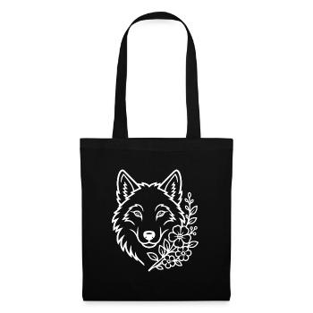 Loup aux fleurs Art naturel élégant - Sac en tissu - noir - Devant
