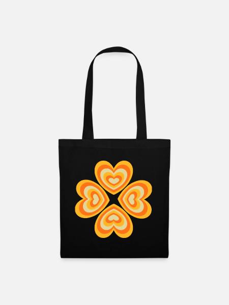 70er Jahre Retro Blume Hippie Geschenk - Stoffbeutel - Schwarz