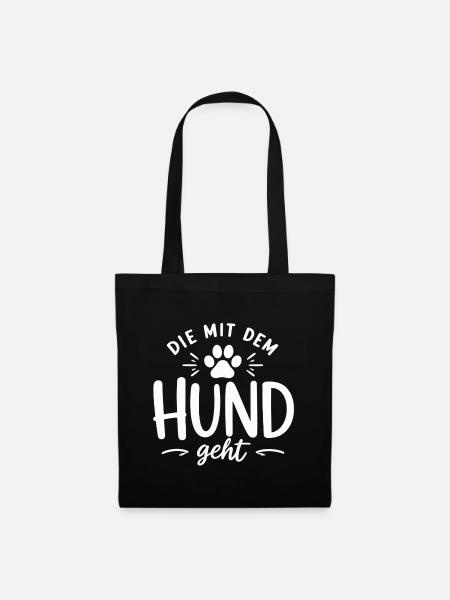 Die mit dem Hund geht – Pfote - Stoffbeutel - Schwarz