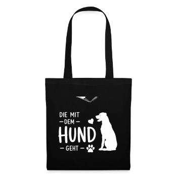 Die mit dem Hund geht – Handlettering - Stoffbeutel - Schwarz - Vorne