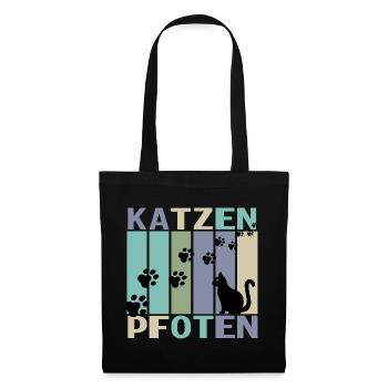 Katzen Pfoten Retro Design - Stoffbeutel - Schwarz - Vorne