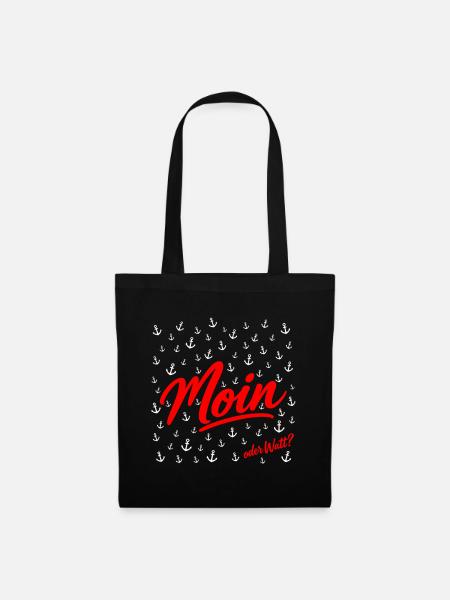 Moin Schriftzug Rot Script - Stoffbeutel - Schwarz