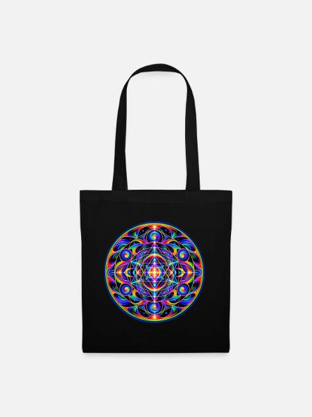 Geometrie Mandala - Stoffbeutel - Schwarz