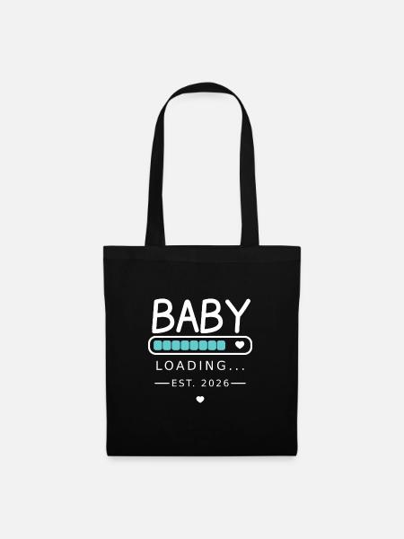 Baby Loading 2026 – Schwangerschaft & werdende Elt - Stoffbeutel - Schwarz