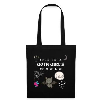 Goth Girl World – Gothic Motiv Geschenkidee  - Stoffbeutel - Schwarz - Vorne