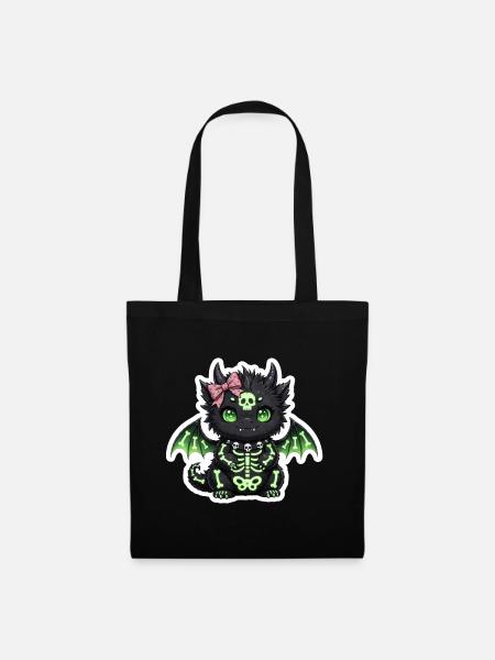 Neon-Skelett-Drachenling - Stoffbeutel - Schwarz