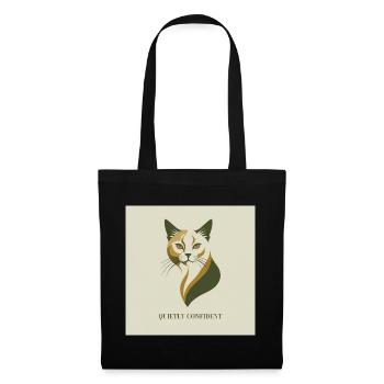 Quietly Confident – Elegante Katze im Vintage Stil - Stoffbeutel - Schwarz - Vorne