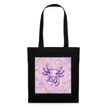 Axolotl Purple Metallic auf Goldmarmor - Stoffbeutel - Schwarz - Vorne
