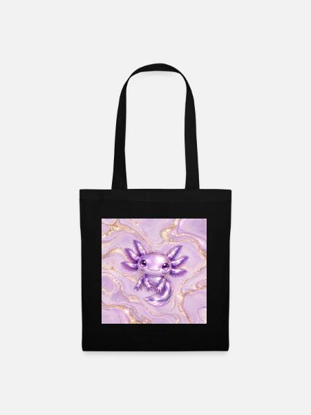 Axolotl Purple Metallic auf Goldmarmor - Stoffbeutel - Schwarz