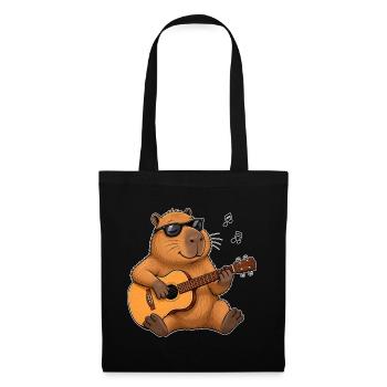 Capybara mit Gitarre – Musik & Chill - Stoffbeutel - Schwarz - Vorne