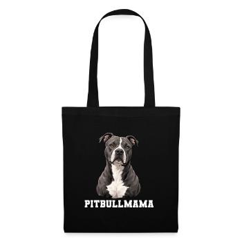 Pitbull Mama Porträt - Stoffbeutel - Schwarz - Vorne