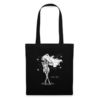 Skelett als Geist - Lustiges Halloween Design - Stoffbeutel - Schwarz - Vorne