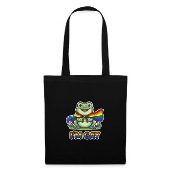Ich bin schwul - Frosch LGBTQ Regenbogenfahne - Stoffbeutel - Schwarz - Vorne