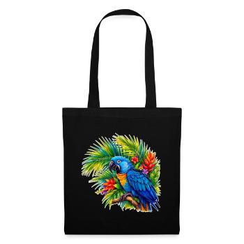 Tropischer Blauparrot im Tropenwald - Stoffbeutel - Schwarz - Vorne