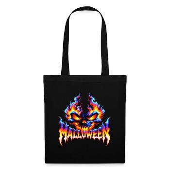 Feuriger Totenkopf Halloween Flammen Design - Stoffbeutel - Schwarz - Vorne