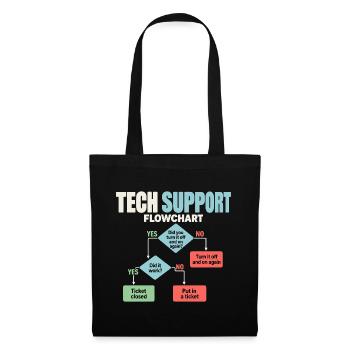 IT Support Flowchart Helpdesk Humor - Stoffbeutel - Schwarz - Vorne
