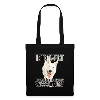 Introvertierter und Gespräche mit dem Schweizer Schäferhund - Stoffbeutel - Schwarz - Vorne