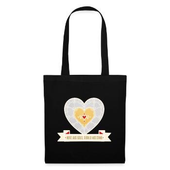 Herz aus Gold, Geduld aus Stahl Spruch Shirt - Stoffbeutel - Schwarz - Vorne