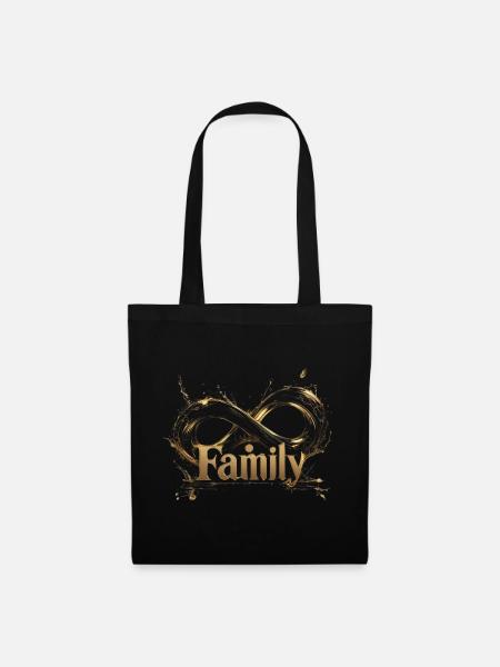 Goldenes Infinity-Familienemblem - Stoffbeutel - Schwarz