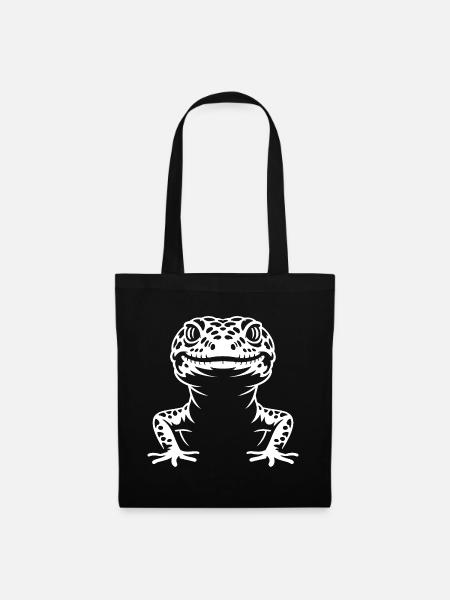 Gecko Silhouette Kontrast - Stoffbeutel - Schwarz