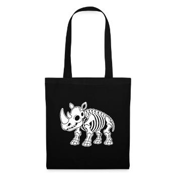 Süßes Skelett Nashorn Horn Safari Tier Cartoon - Stoffbeutel - Schwarz - Vorne