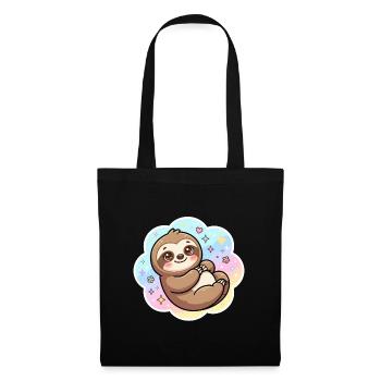 Pastell Sloth Kuscheldesign - Stoffbeutel - Schwarz - Vorne