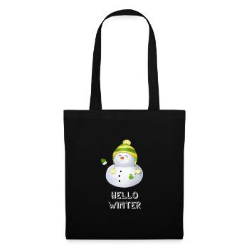 Hello Winter - Schneemann mit Ringelmütze - Stoffbeutel - Schwarz - Vorne