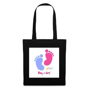 Fußabdruck Duo Baby Boy Girl - Stoffbeutel - Schwarz - Vorne