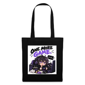 One More Game: Chibi Gamer Stil - Stoffbeutel - Schwarz - Vorne