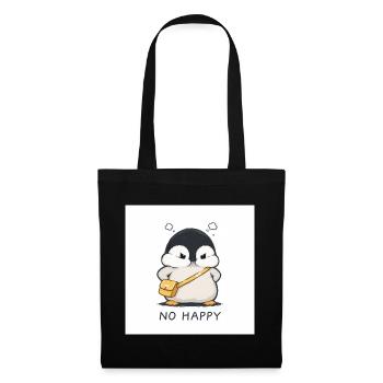 No Happy Pinguin mit Gelber Tasche - Stoffbeutel - Schwarz - Vorne