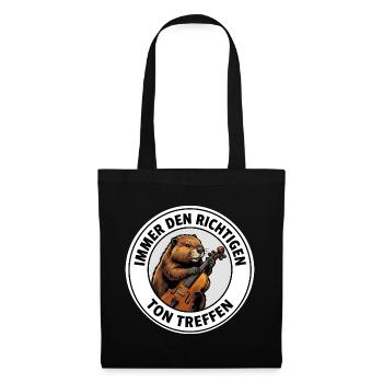 Biber Bratsche T-Shirt Motiv Musiker Geschenk - Stoffbeutel - Schwarz - Vorne