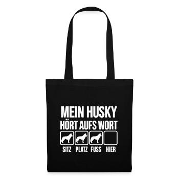 Husky lustig - Stoffbeutel - Schwarz - Vorne