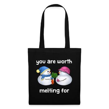 You are worth melting for - Schneemann Paar - Stoffbeutel - Schwarz - Vorne