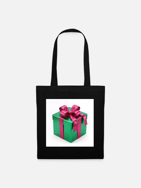 Grünes Geschenkpaket - Stoffbeutel - Schwarz